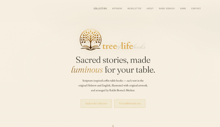 Screenshot of the thetreeoflifebooks.com homepage